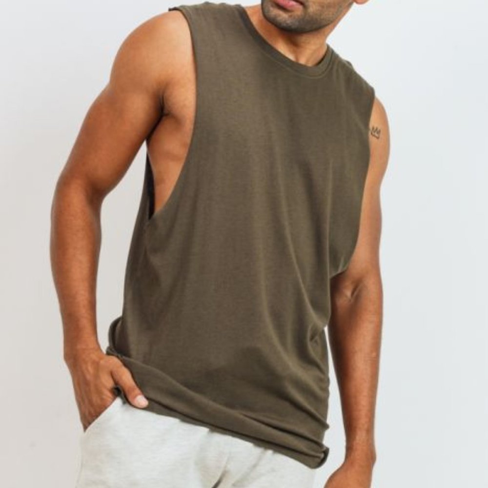 Olive Essential Muscle Tank - Picture 3 of 7